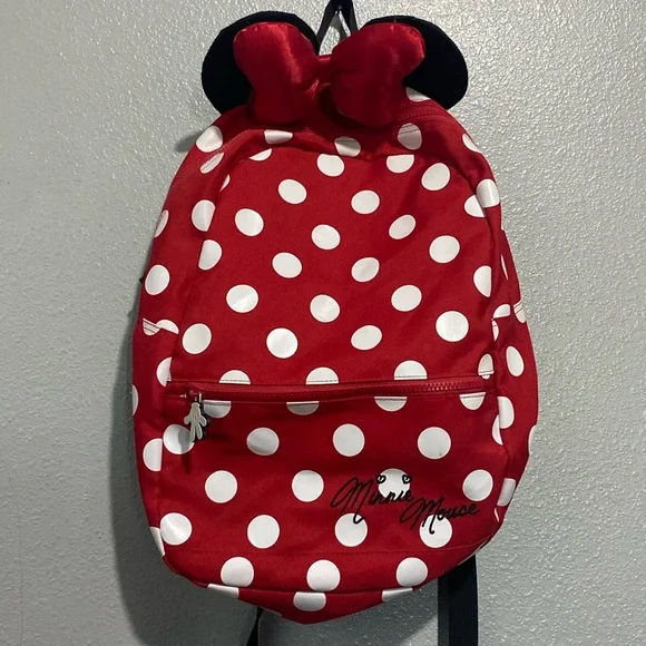 Disney Polka Dot Backpack with Red Minnie Bow and Ears Red Polka Dot Backpack – Mouse-inspired Bow Bag for Disney  main image 2